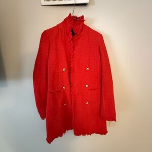 Rachel Zoe Red Pea Coat with High Collar